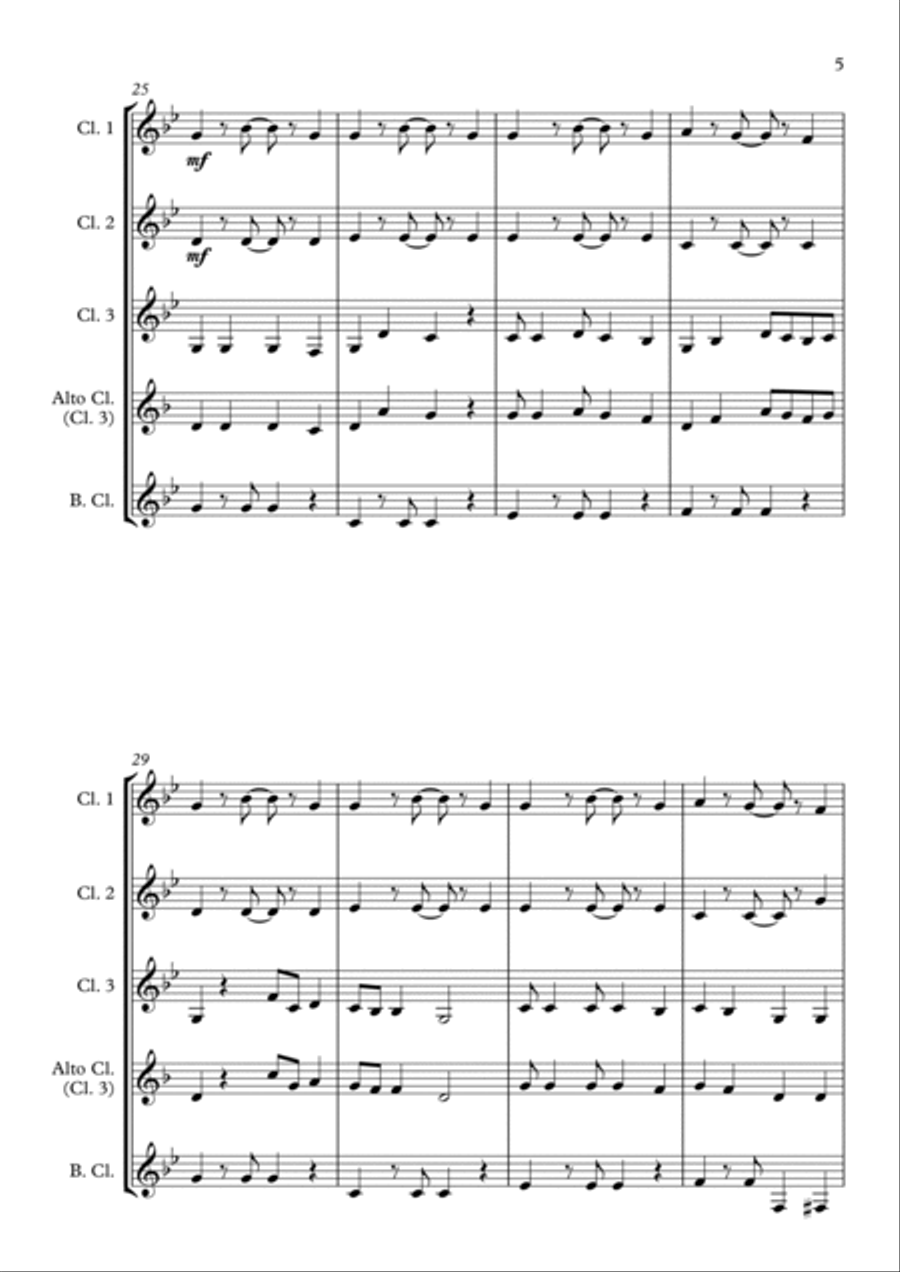 Shape Of You Clarinet Quartet scores gallery preview page 5