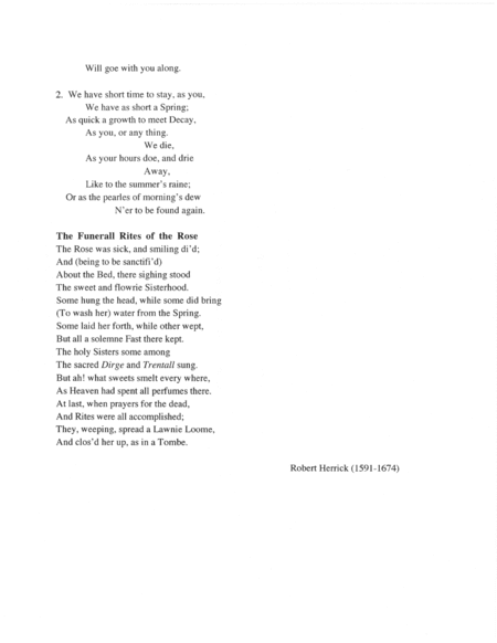Two Song on Texts by Robert Herrick