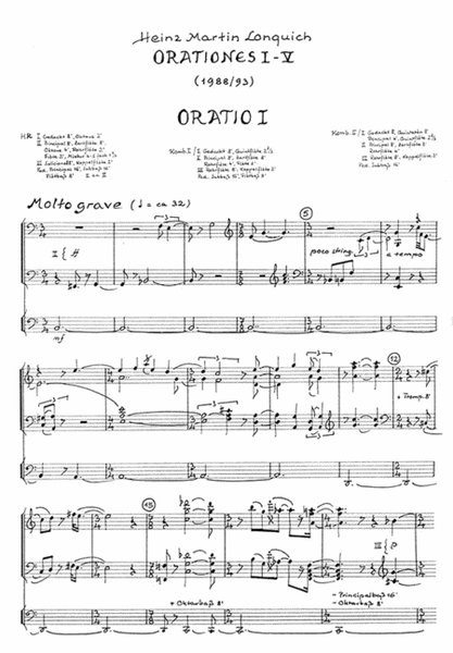 Orationes I-V für Orgel (1988/1993)