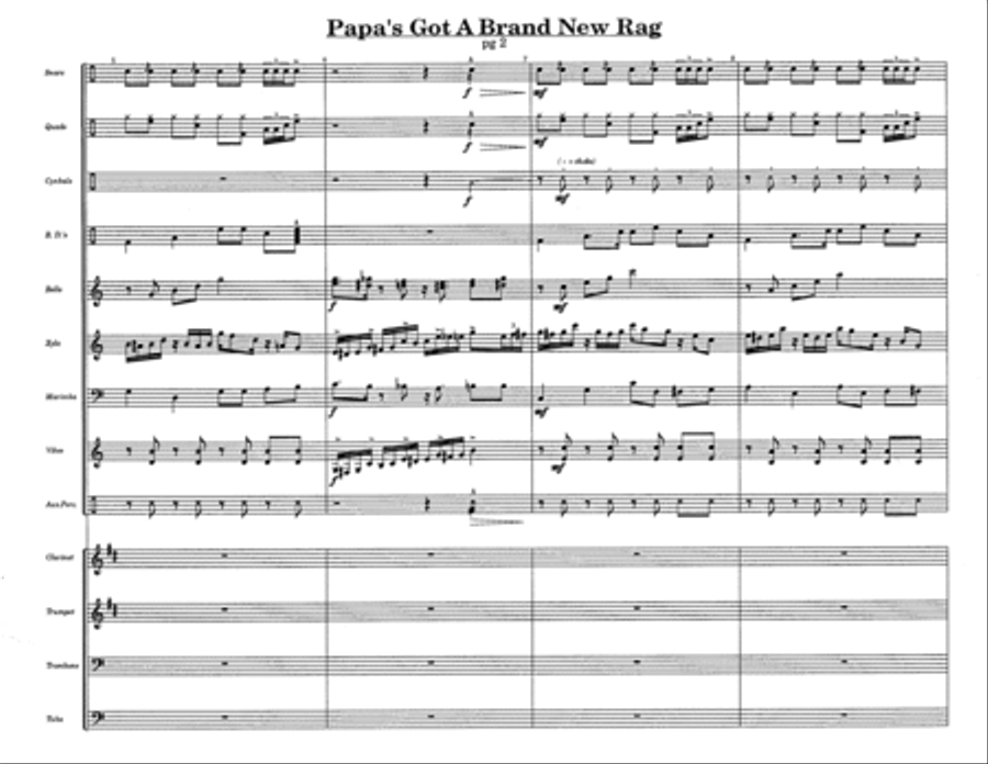 Papa's Got A Brand New Rag w/Tutor Tracks Percussion Ensemble scores gallery preview page 4