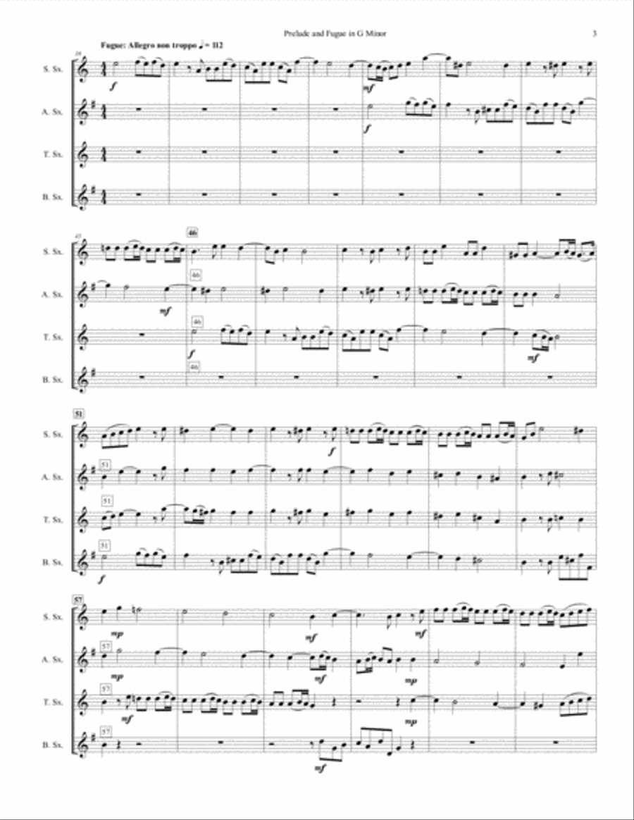 Prelude and Fugue in G Minor Woodwind Quartet scores gallery preview page 3