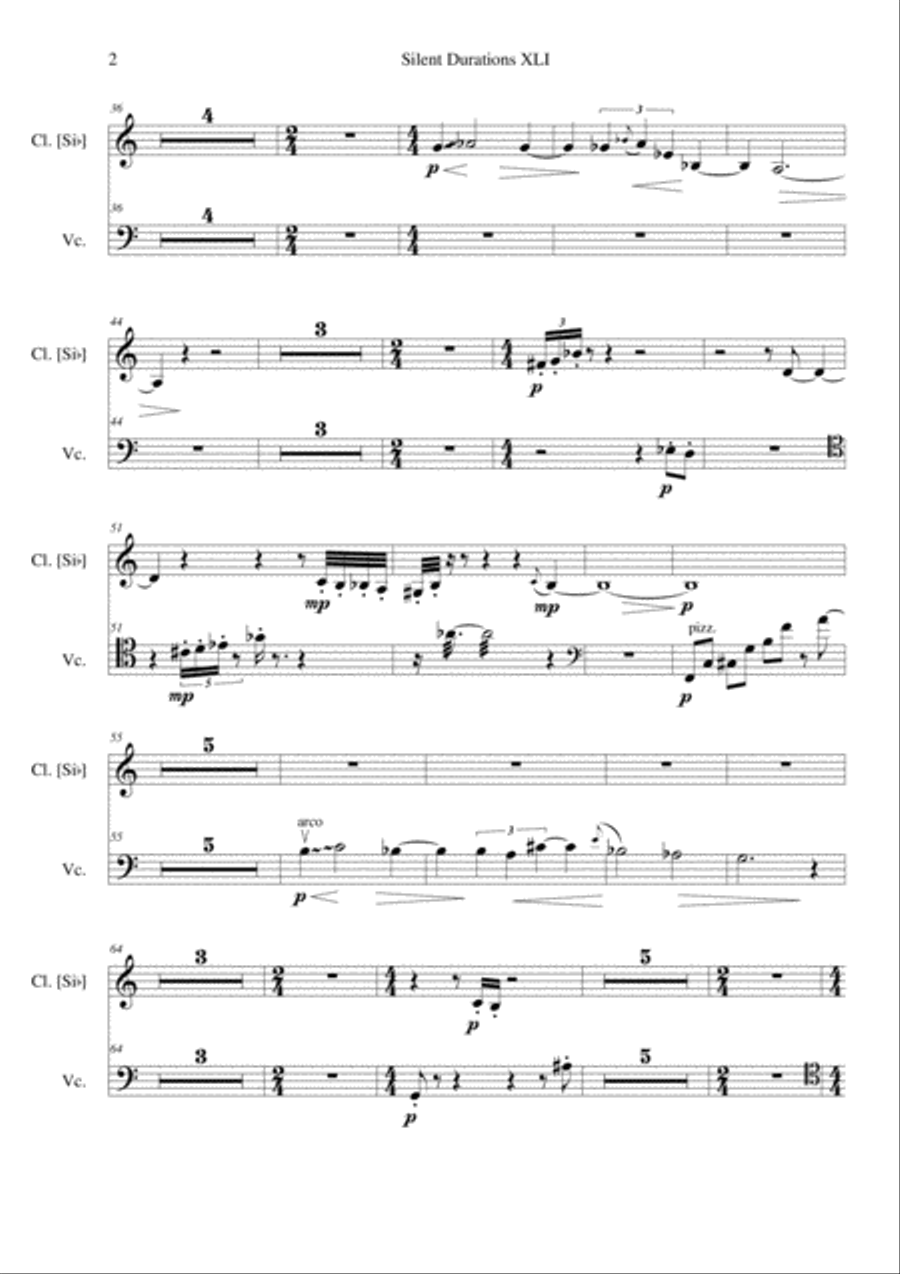 Silent Durations XLI (a Zen experience) Clarinet scores gallery preview page 2