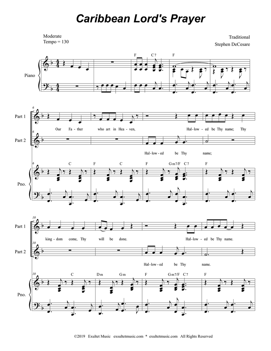 Caribbean Lord's Prayer (for 2-part choir) 2-Part scores gallery preview page 2