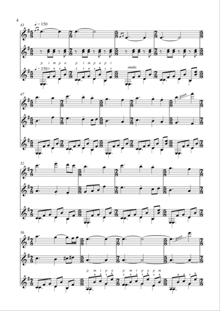 Trio Flute-Violin-Guitar Small Ensemble scores gallery preview page 4