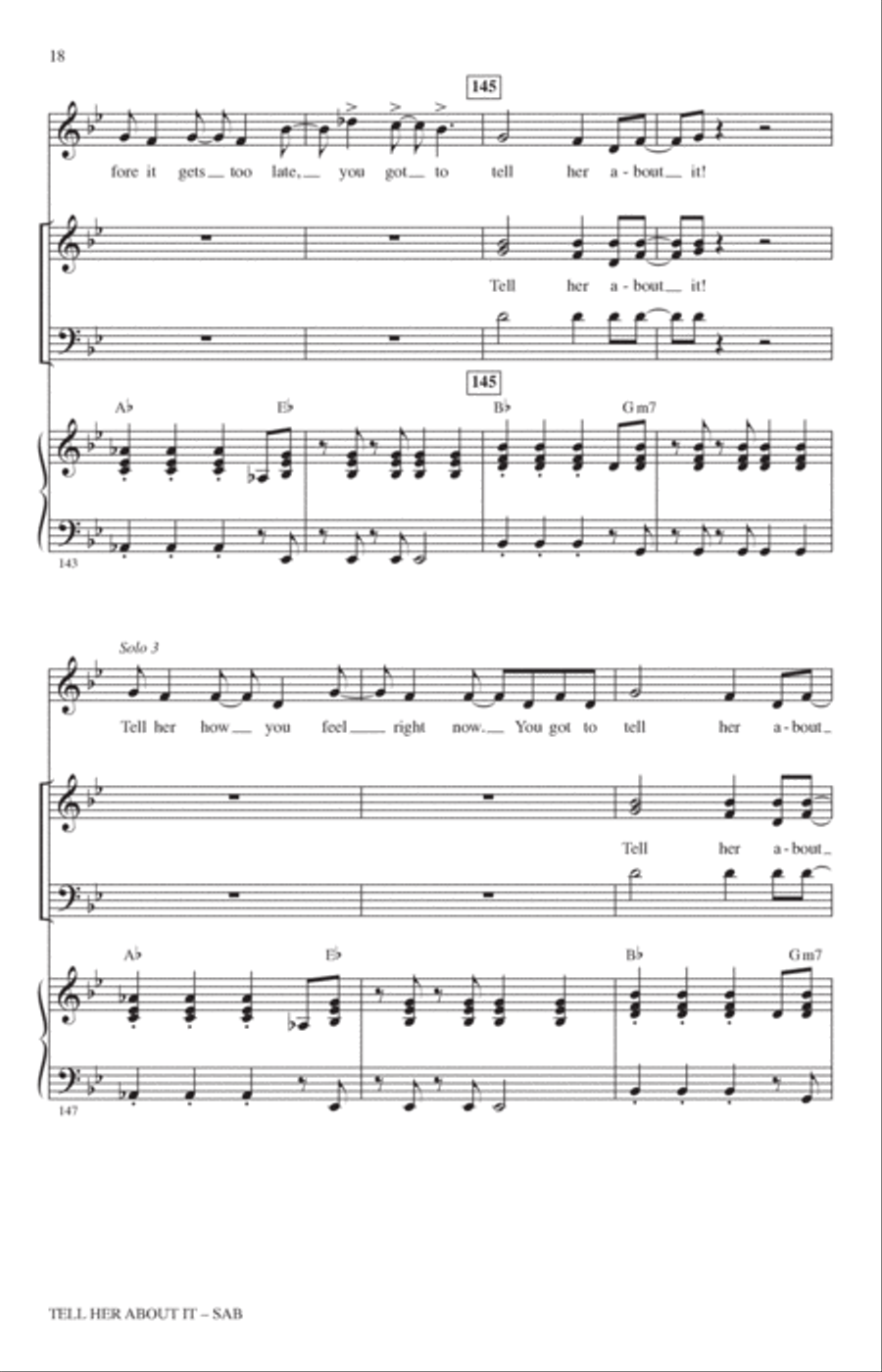 Tell Her About It (arr. Jack Zaino) 3-Part scores gallery preview page 16