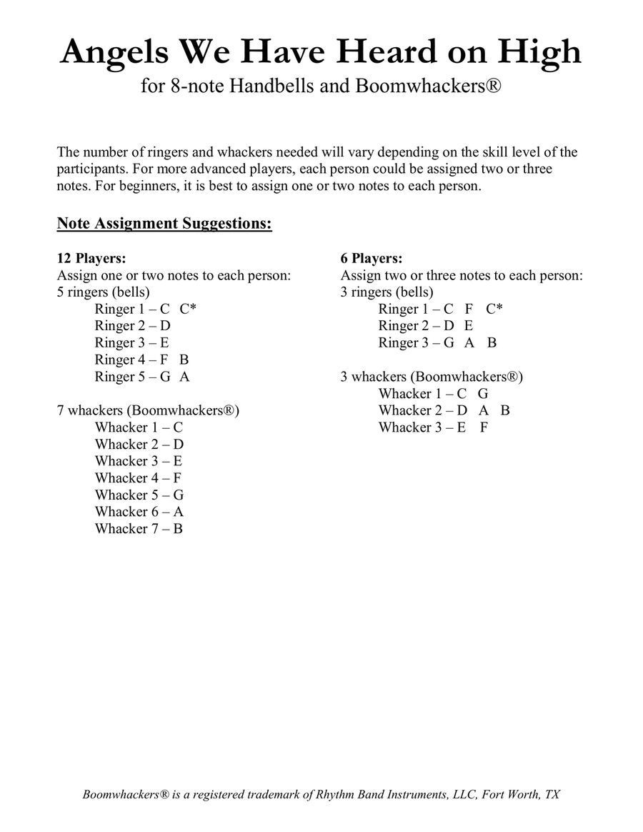 Angels We have Heard on High for 8-note Bells and Boomwhackers (with Color Coded Notes) Handbell Choir scores gallery preview page 4