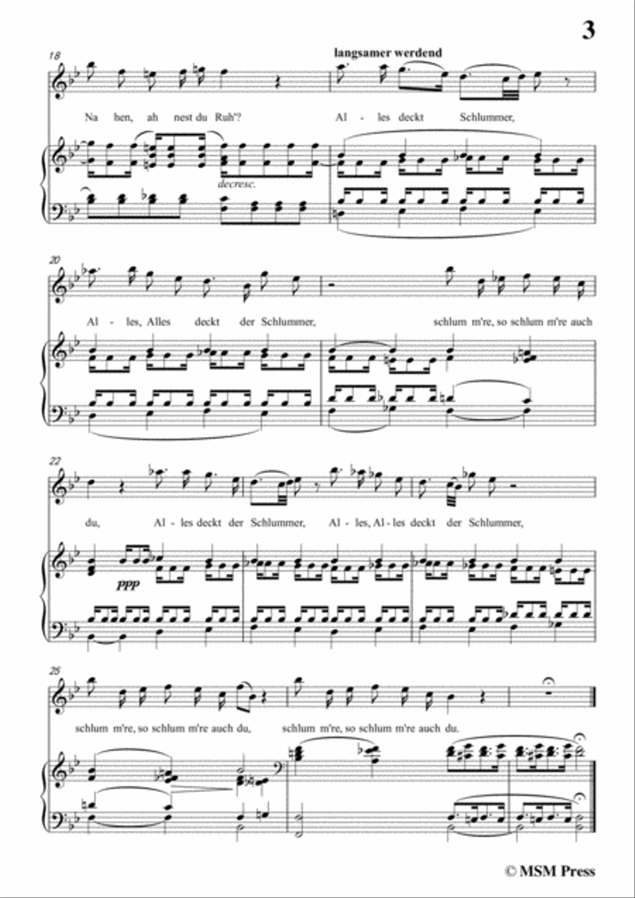 Schubert-Bertha's Lied in der Nacht(Bertha's Night Song),D.653,in B flat Major,for Voice&Piano Voice scores gallery preview page 5