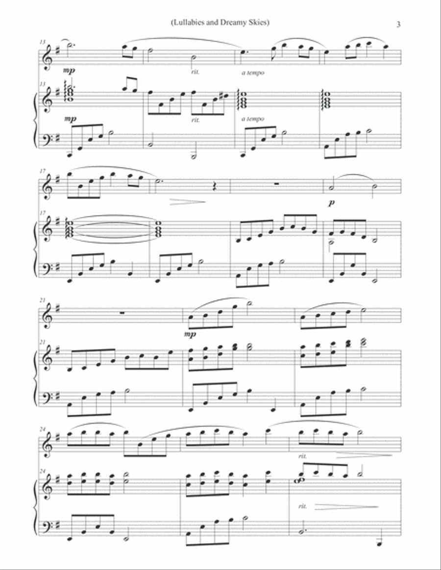 Lullabies and Dreamy Skies - FLUTE & PIANO Flute Solo scores gallery preview page 3