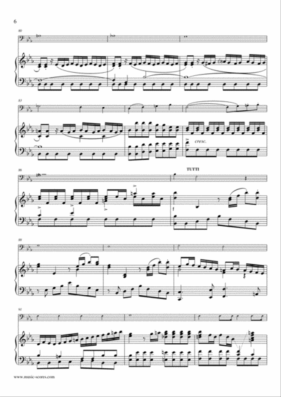 Allegro from Mozart's 4th horn concerto - Trombone and Piano Piano scores gallery preview page 6