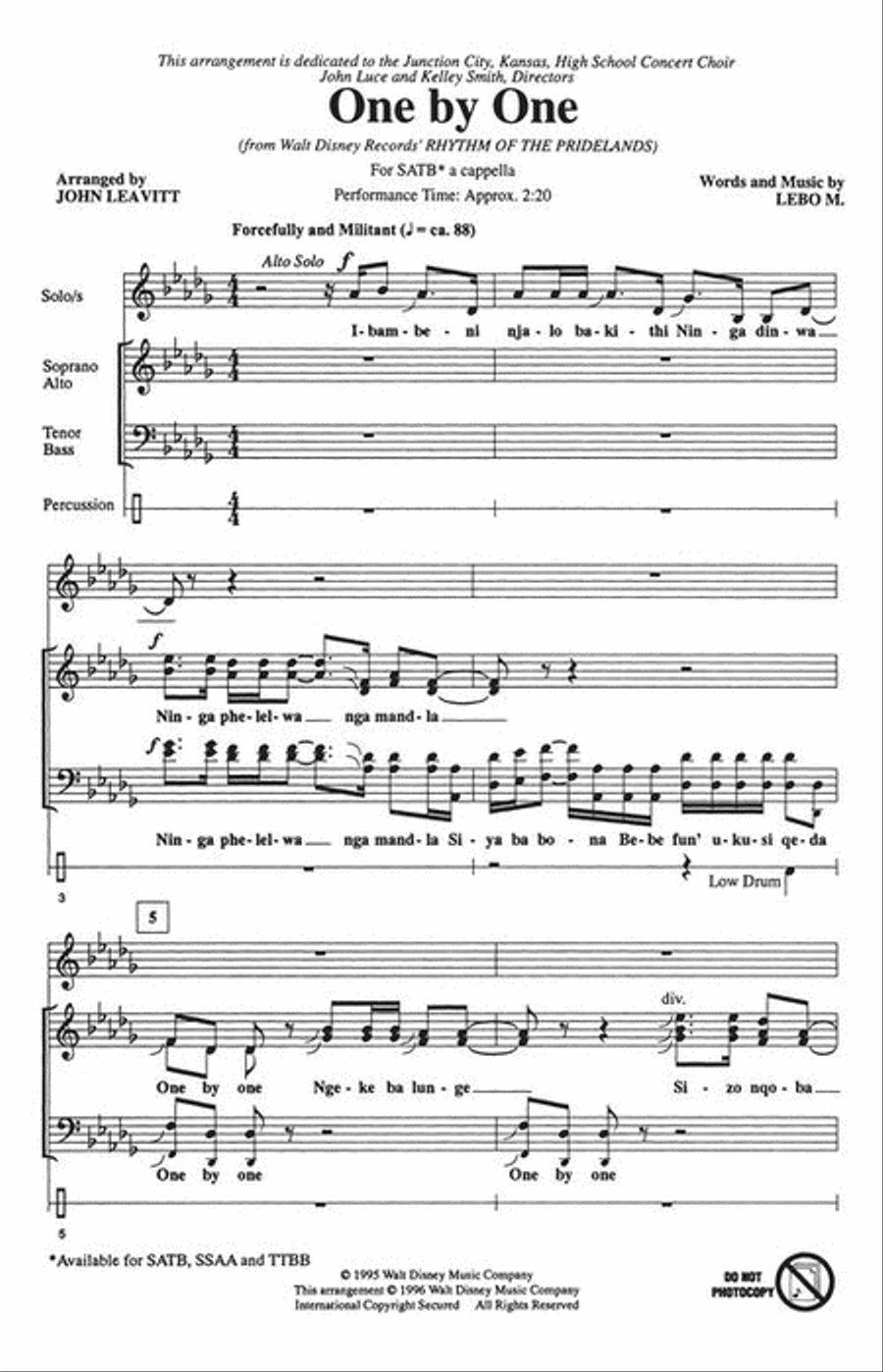 One by One 4-Part scores gallery preview page 3
