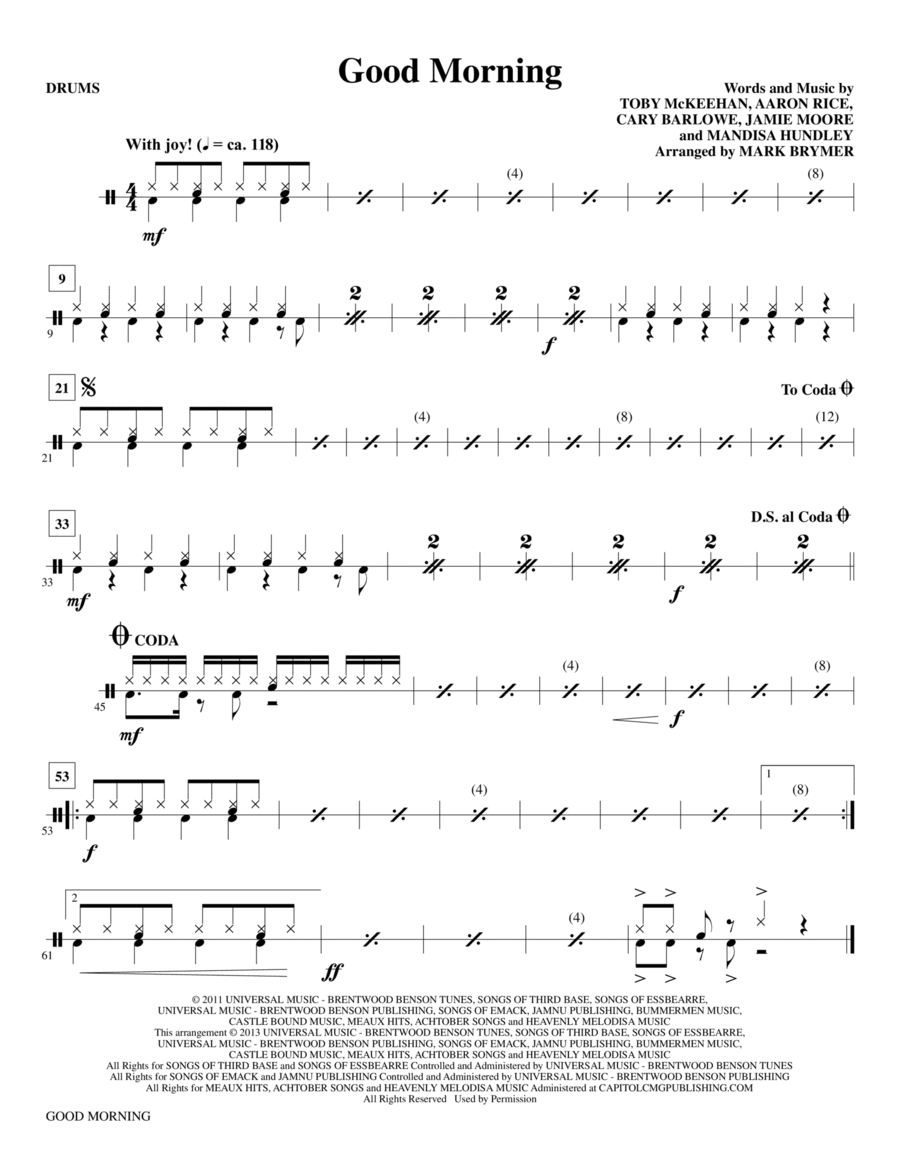 Good Morning - Drums Good Morning - Drums Choir scores gallery preview page 1