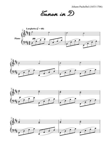 Canon in D major  beautiful piano arrangement 
