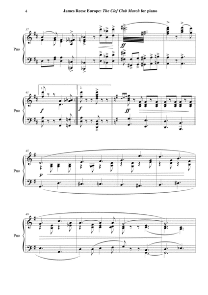 James Reese Europe: "The Clef Club March", arranged for solo piano