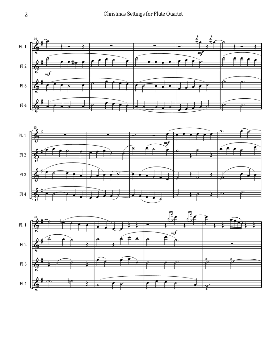 Christmas Settings for Flute Quartet Flute Quartet scores gallery preview page 2