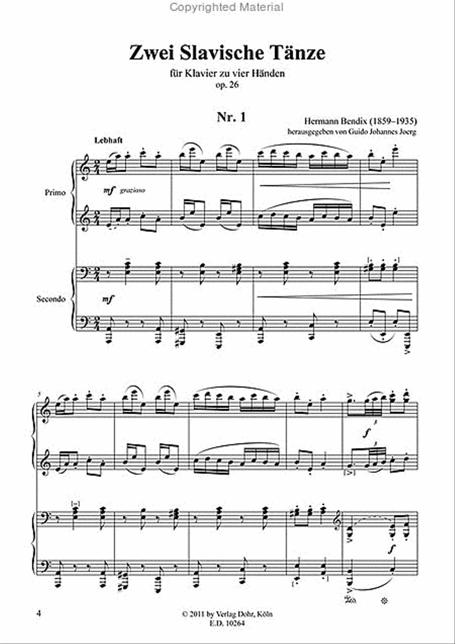 Zwei Slavische Tänze für Klavier zu vier Händen op. 26 Piano Duet scores gallery preview page 2