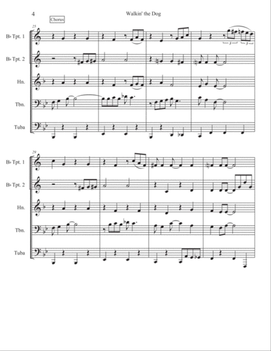 Walkin' The Dog Brass Quintet scores gallery preview page 5