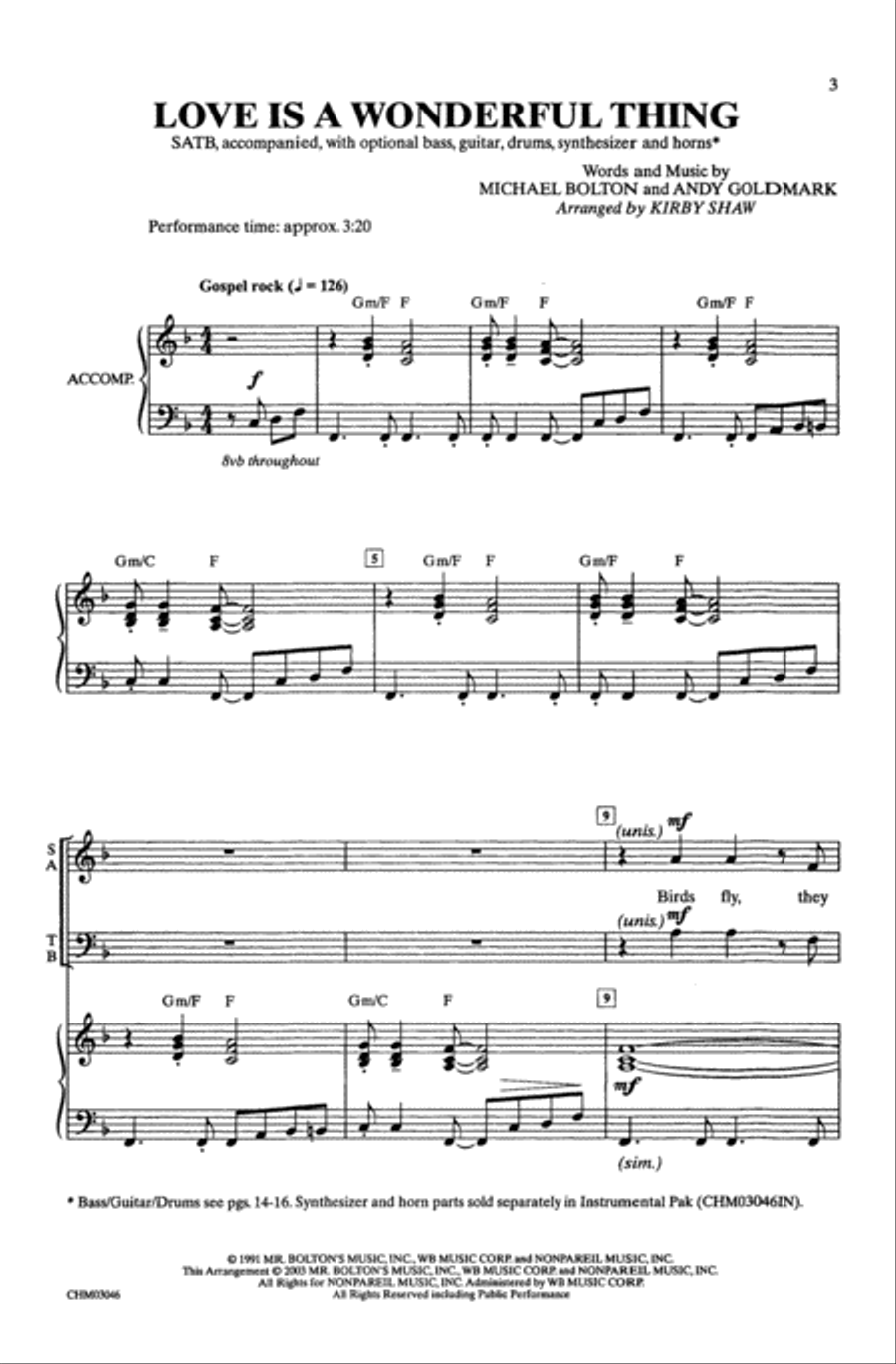 Love Is A Wonderful Thing - SATB image number null