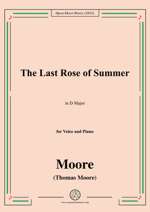 Book cover for Moore-The Last Rose of Summer,in D Major,for Voice and Piano