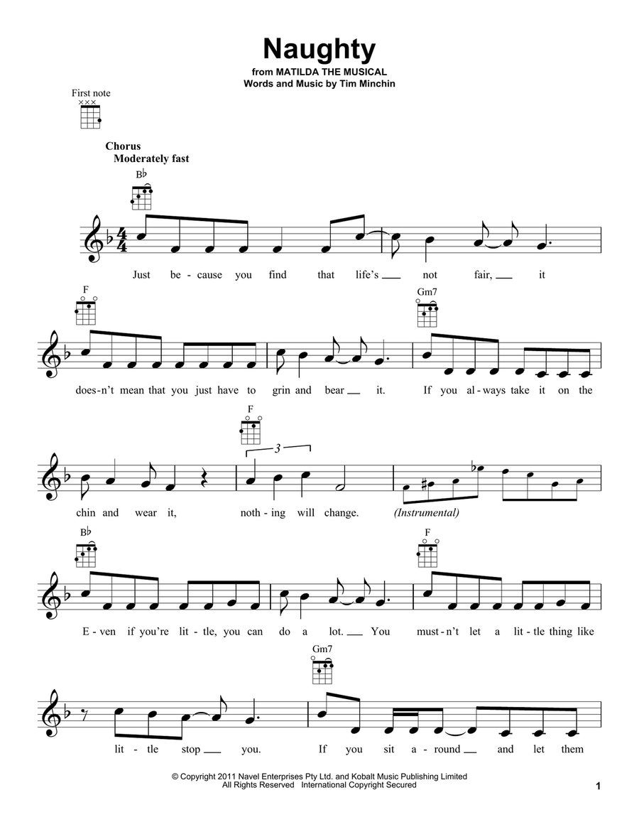 Naughty (from Matilda The Musical) Ukulele scores gallery preview page 1