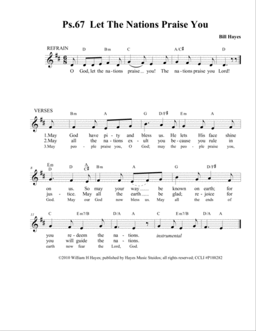 Psalm 67: Let The Nations Praise You, Lord - leadshett) Praise scores gallery preview page 1