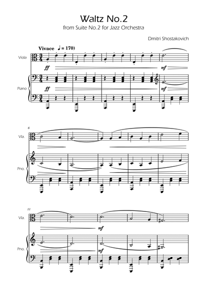 Dmitri Shostakovich - Second Waltz - Viola w/ Piano image number null