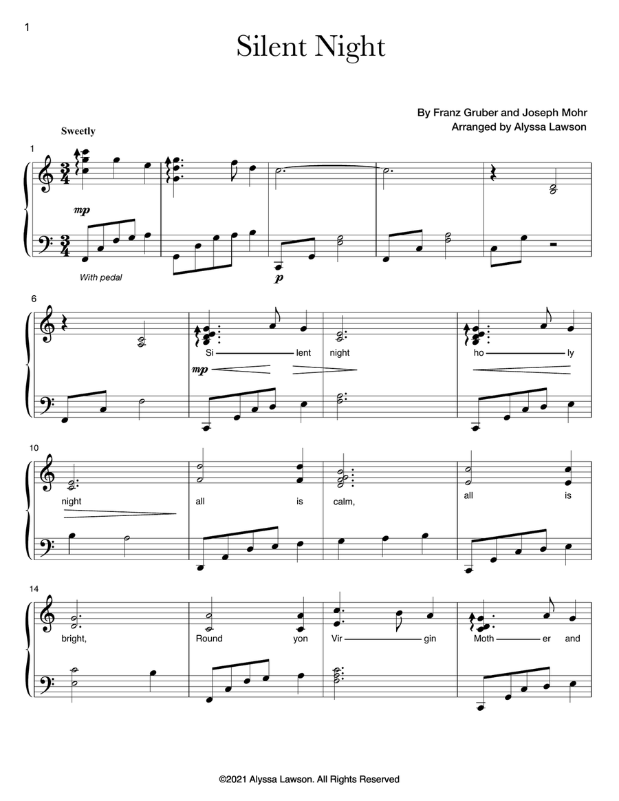 Silent Night (piano solo) Piano Method scores gallery preview page 1