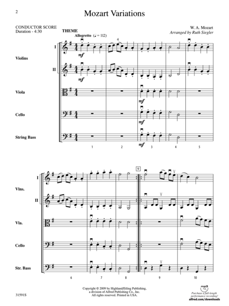 Mozart Variations (score only)