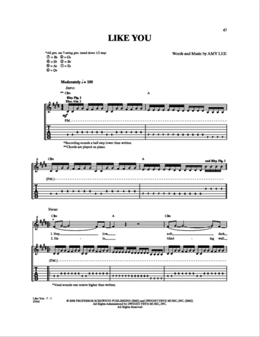 Like You Like You Electric Guitar scores gallery preview page 1