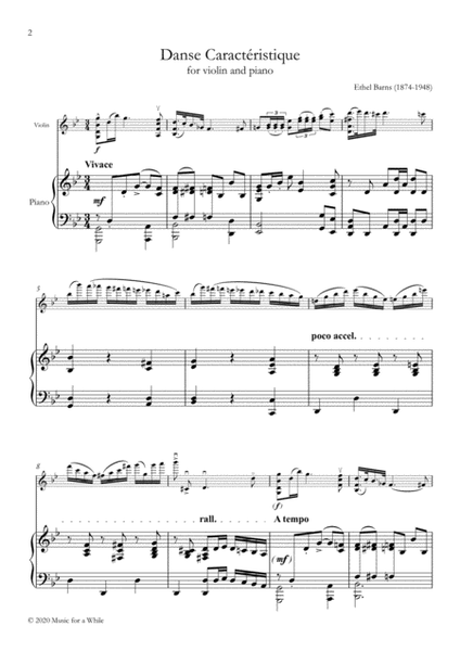 Ethel Barns - Danse Caractéristique for violin and piano
