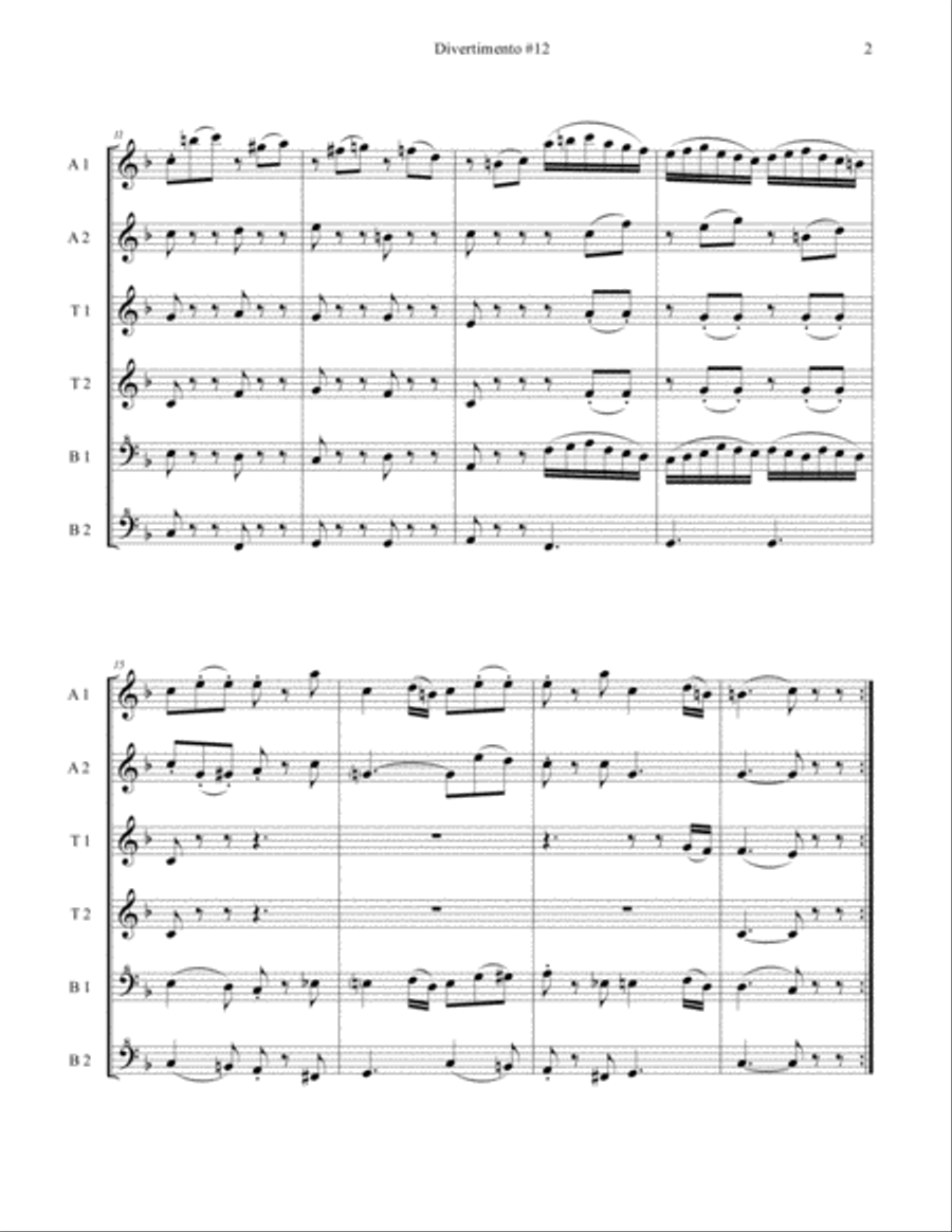 Mozart Divertimento #12 for Recorder Sextet Recorder scores gallery preview page 4
