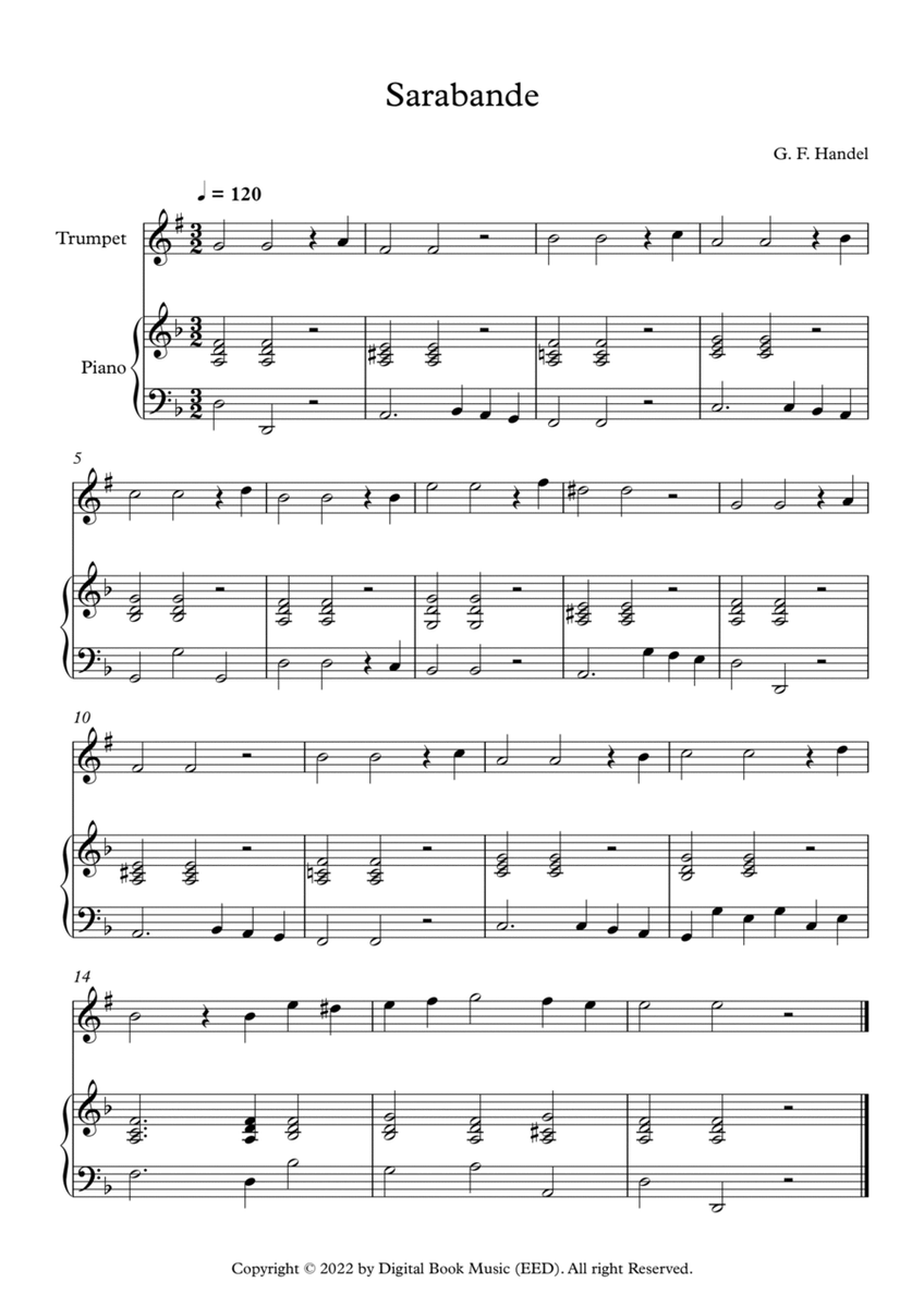 Sarabande - George Frideric Handel (Trumpet + Piano) image number null