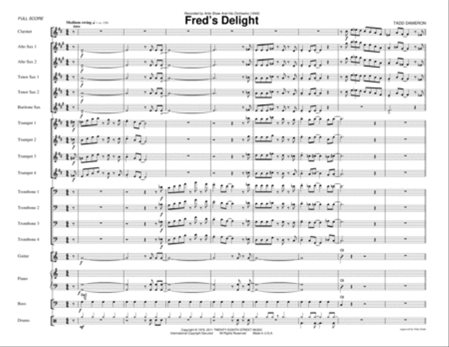 Fred's Delight Fred's Delight Big Band scores gallery preview page 1