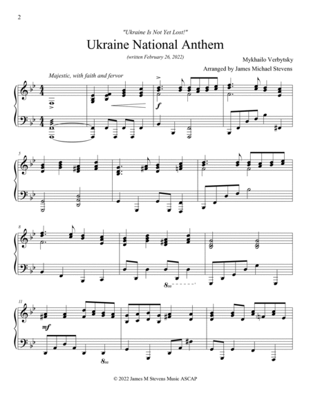 Ukraine National Anthem - Piano image number null