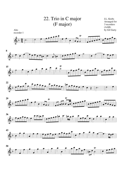 Organ trio in C major (Breitkopf edition no.22) (arrangement for 3 recorders)