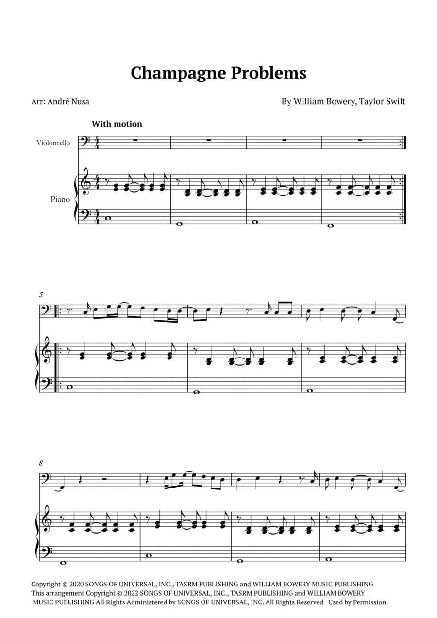 Champagne Problems Piano scores gallery preview page 1