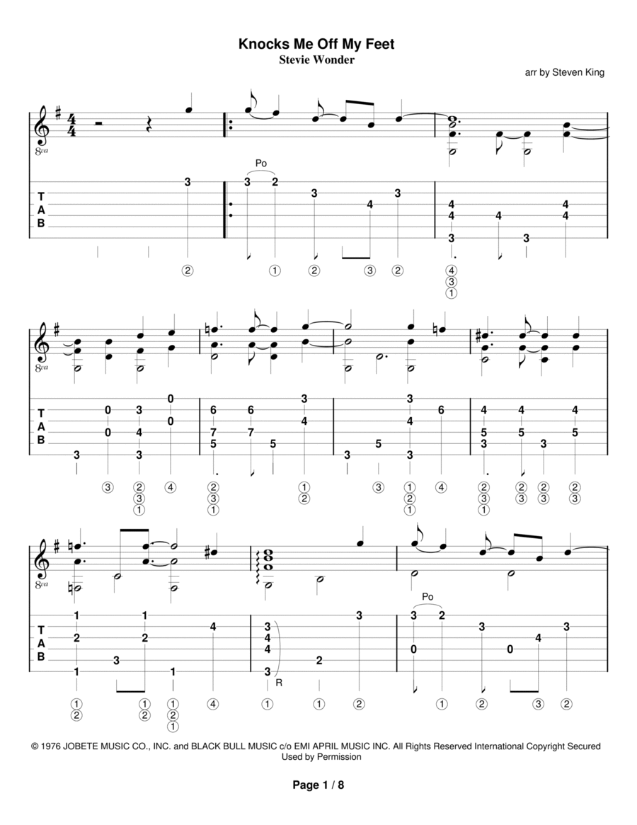 Knocks Me Off My Feet Electric Guitar scores gallery preview page 1