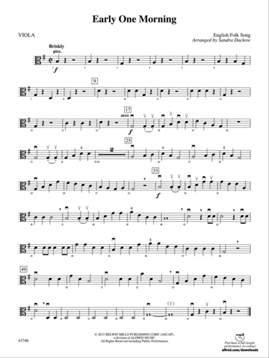 Early One Morning: Viola String Orchestra scores gallery preview page 1