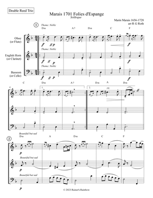 Book cover for Marais 1701 Folies d'Espagne Double Reed Trio Score and Parts