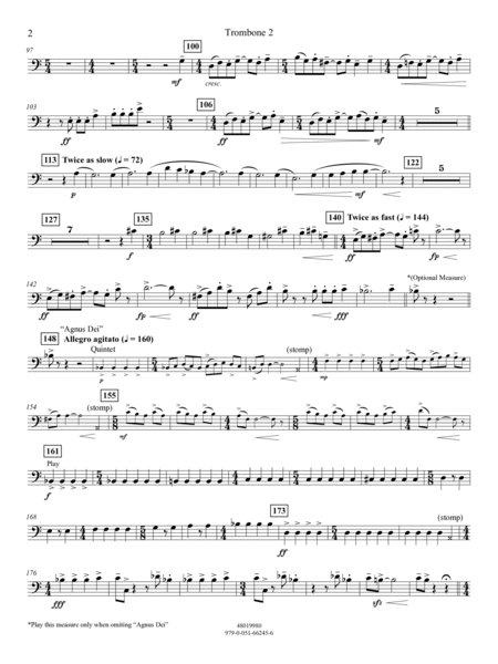 Suite from Mass (arr. Michael Sweeney) - Trombone 2