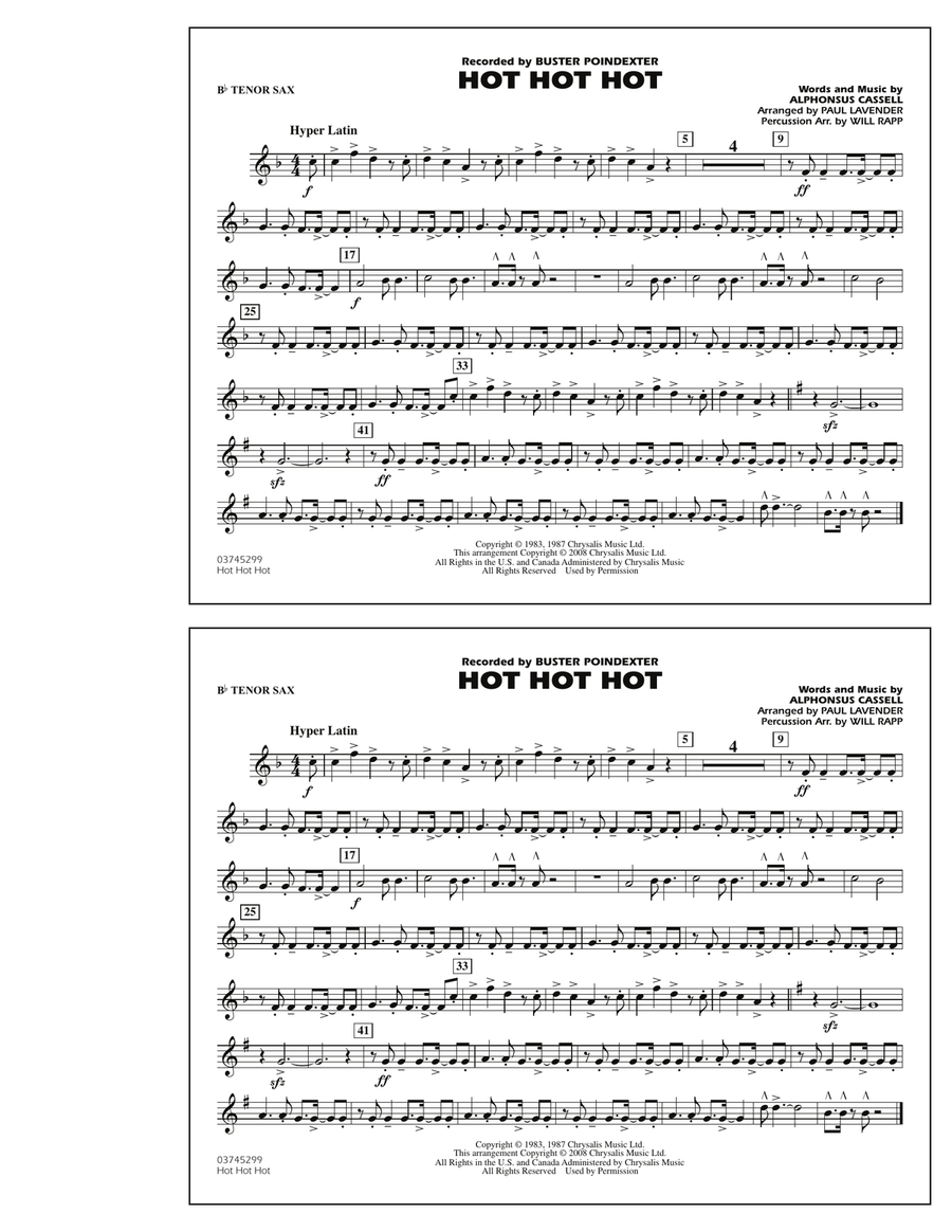 Hot Hot Hot - Bb Tenor Sax Marching Band scores gallery preview page 1