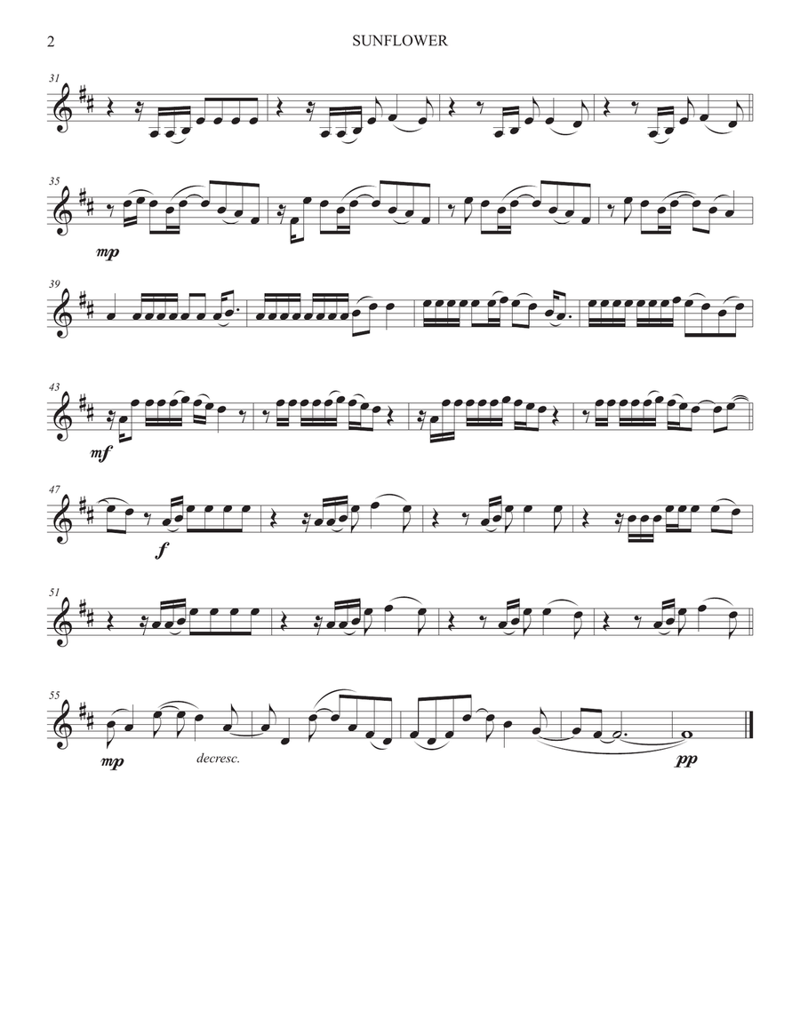 Sunflower Violin Solo scores gallery preview page 2