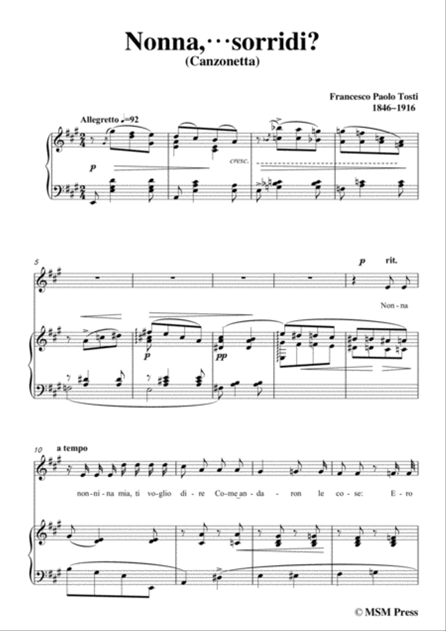 Tosti-Nonna,sorridi in A Major,for Voice and Piano Voice Solo scores gallery preview page 3