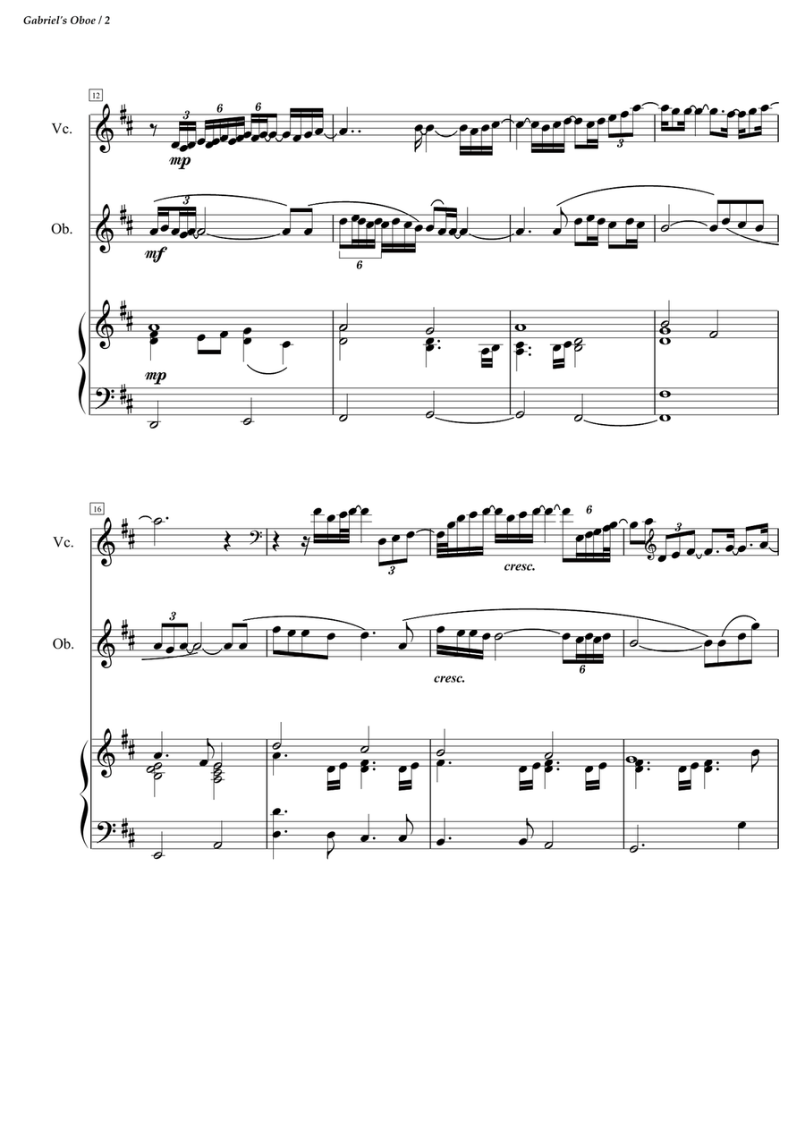 Gabriel's Oboe Cello scores gallery preview page 2