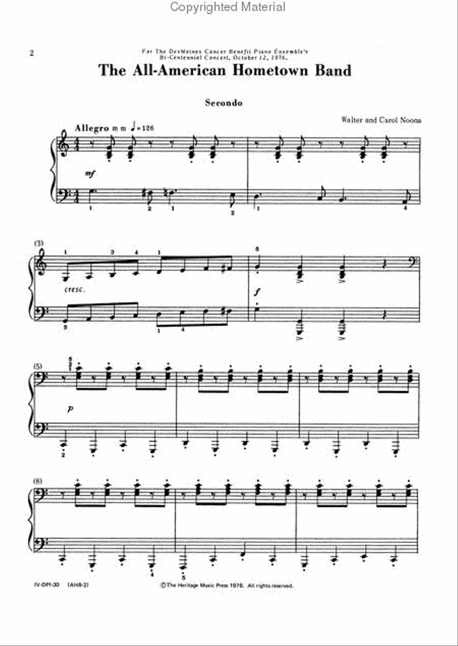 The All-American Hometown Band - 4-hand duet Piano Duet scores gallery preview page 2