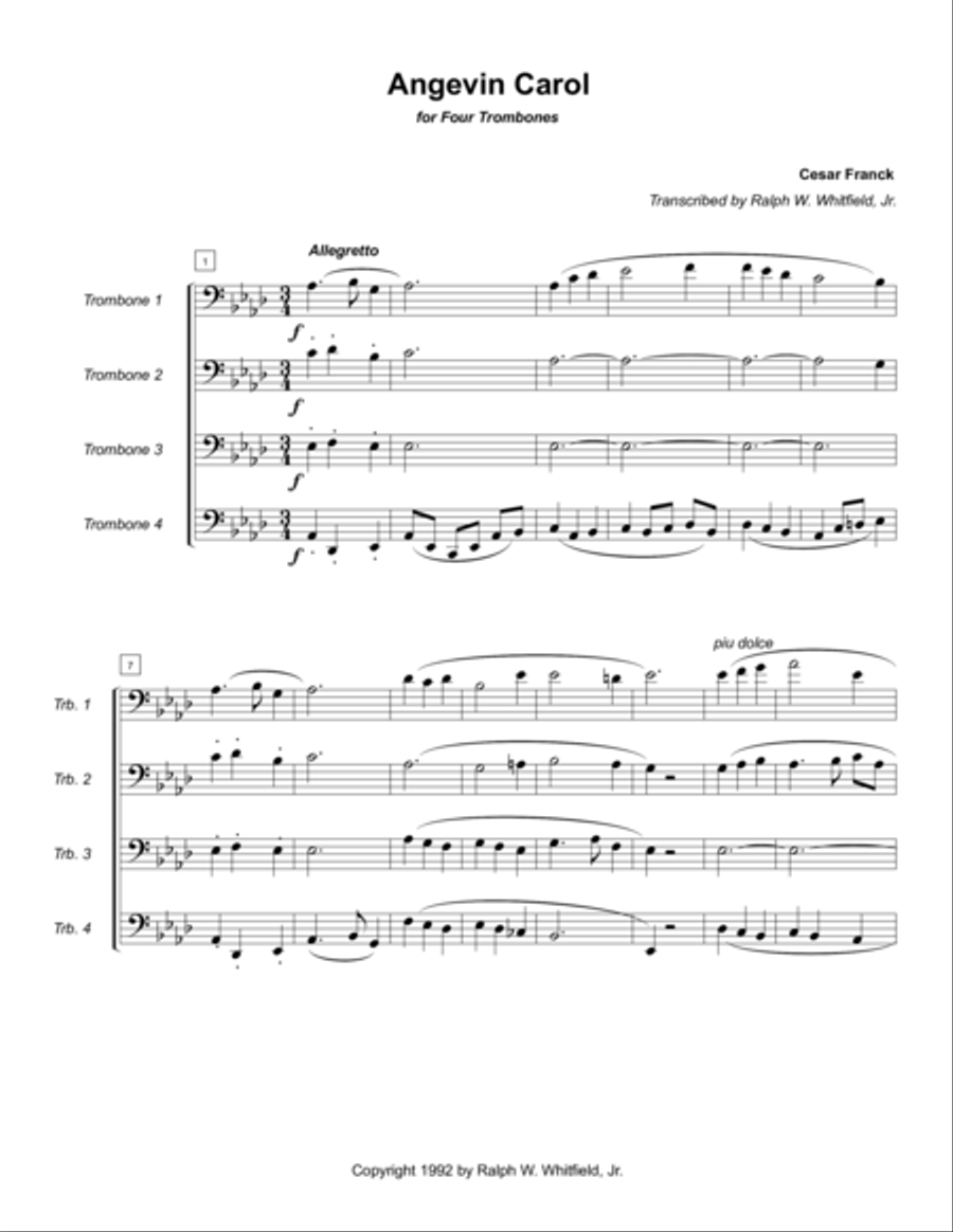 Angevin Carol - Trombone Quartet Trombone Quartet scores gallery preview page 1