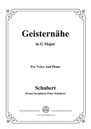 Schubert-Geisternähe,in G Major,for Voice and Piano