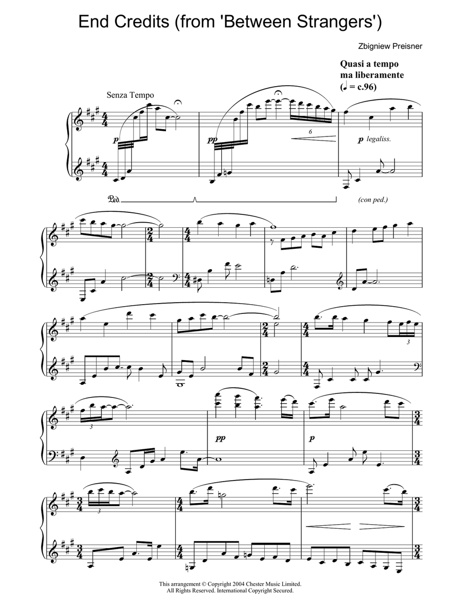 End Credits (from Between Strangers) Piano Solo scores gallery preview page 1