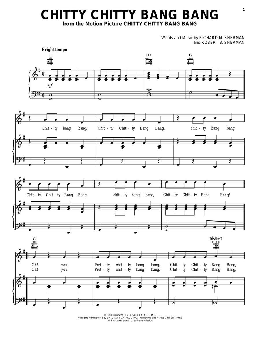 Chitty Chitty Bang Bang Guitar scores gallery preview page 1