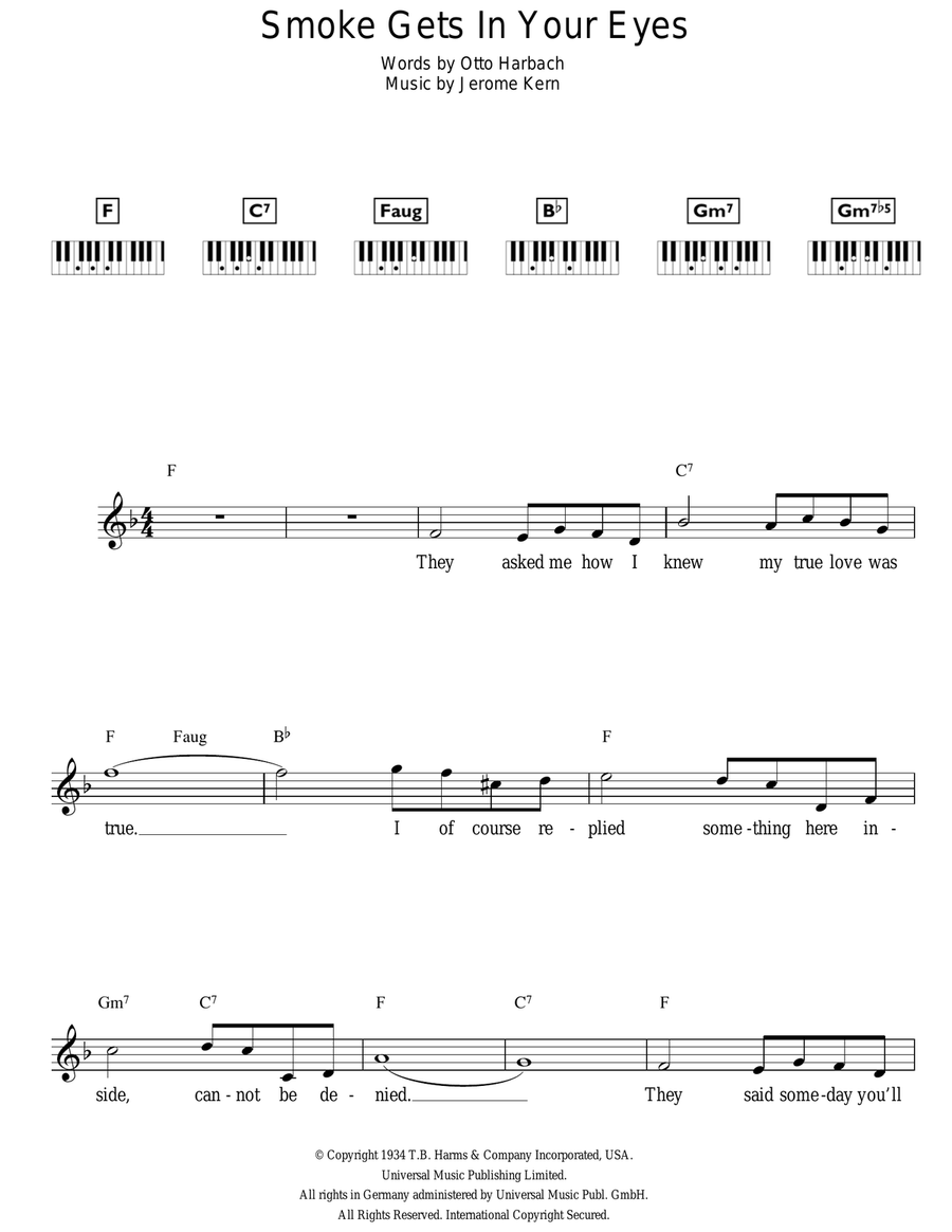 Smoke Gets In Your Eyes Smoke Gets In Your Eyes Piano scores gallery preview page 1