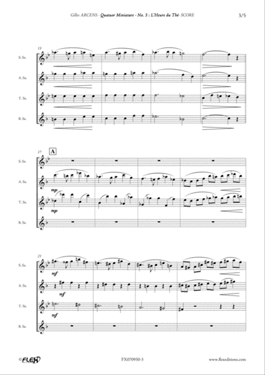 Quartet Miniature No. 3 Saxophone Quartet scores gallery preview page 3